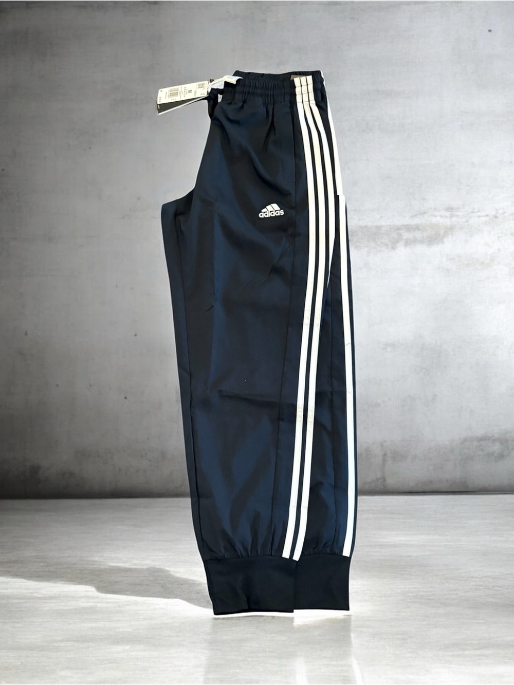 adidas Men’s Black Track Pants with White Stripes